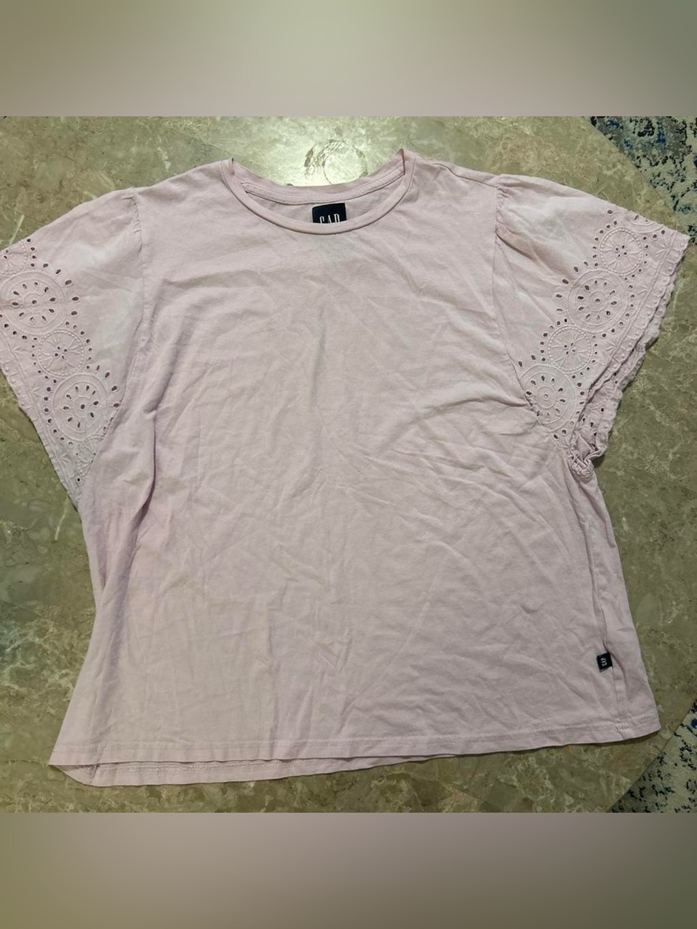 GAP Women's Light Pink Eyelet Short Sleeve Tee